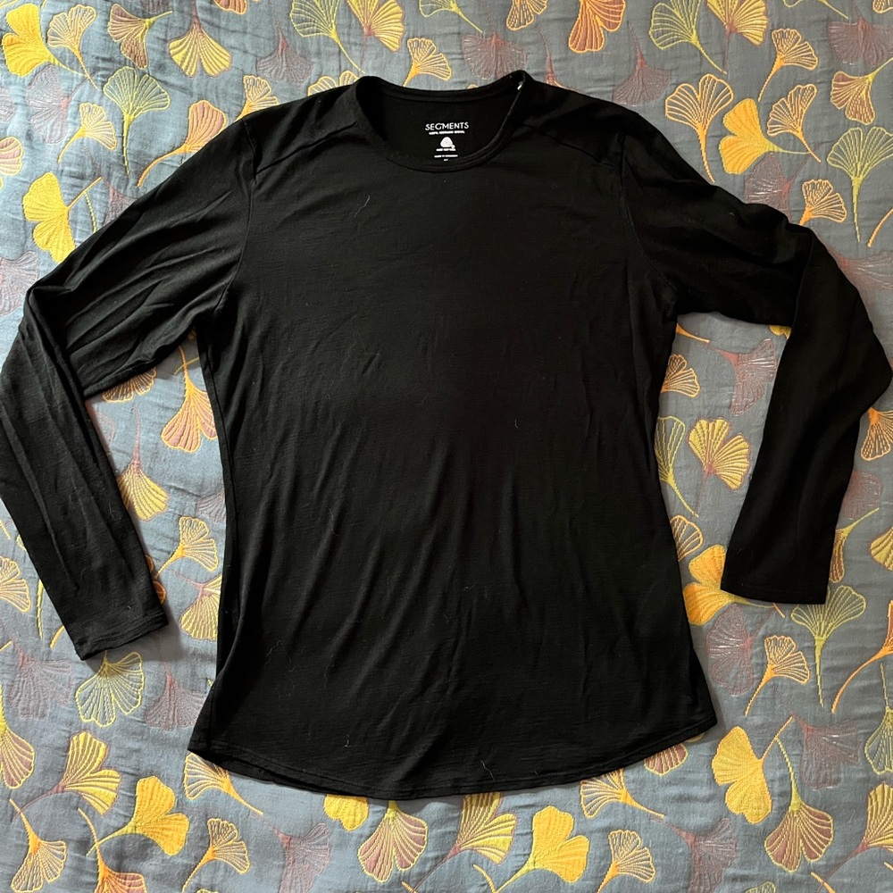 Segments black long sleeve merino tee